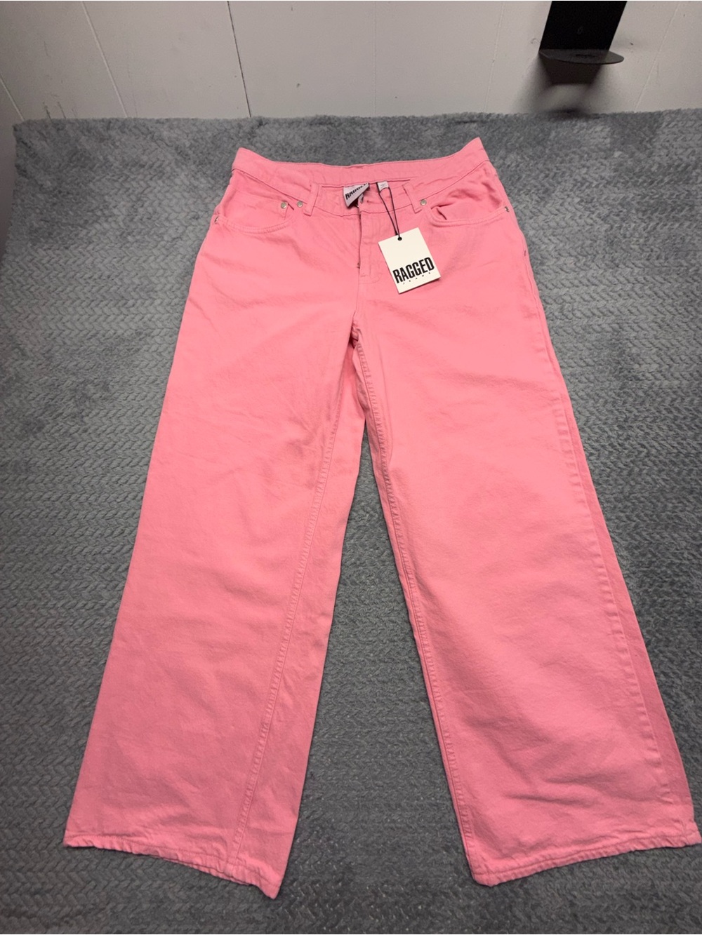Ragged Pink Wide-Leg Jeans for Women